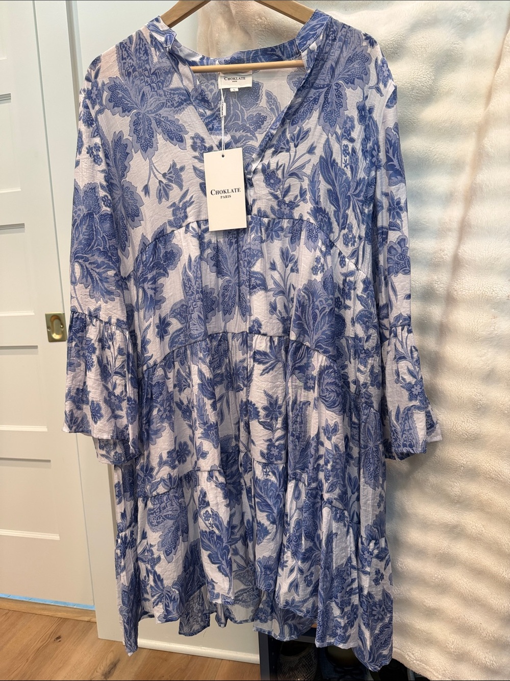 Choklate Paris Blue Floral Tiered Casual Dress